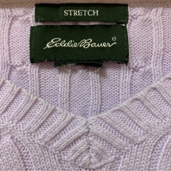 2 Set - EDDIE BAUER - Vintage Cable Knit - V Neck Sweaters - Women’s L - Picture 7 of 11